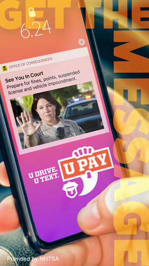 Phone notification that says see you in court, u drive, u text, u pay Phone notification that says see you in court, u drive, u text, u pay
