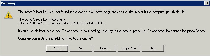 EWR SFTP Servers Changes Host Key dialog box warning EWR SFTP Servers Changes Host Key dialog box warning