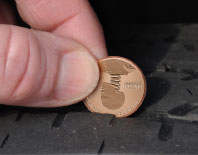 penny in tread