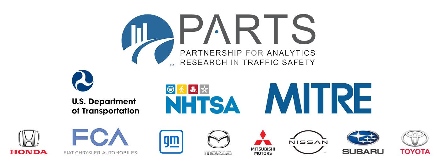 PARTS logo with roadway, tech feel, and logos of partners PARTS logo with roadway, tech feel, and logos of partners