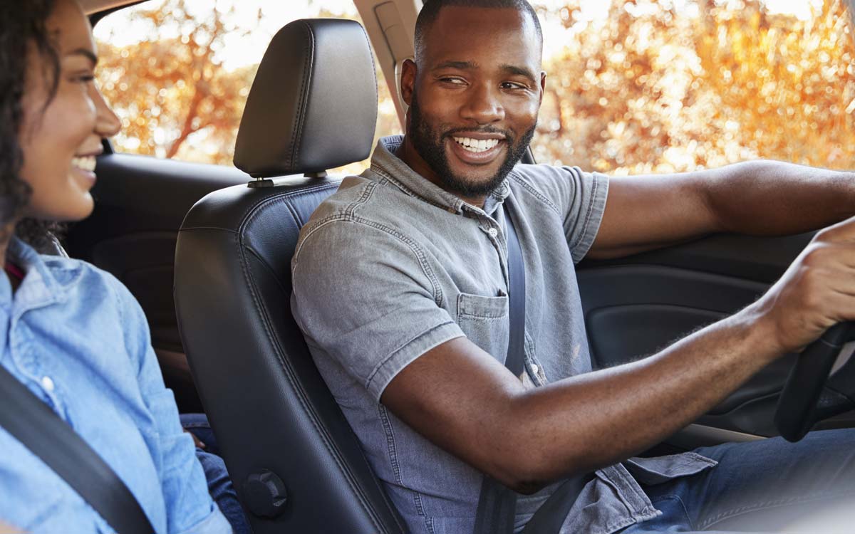 Couple in the car with their seat belts buckled