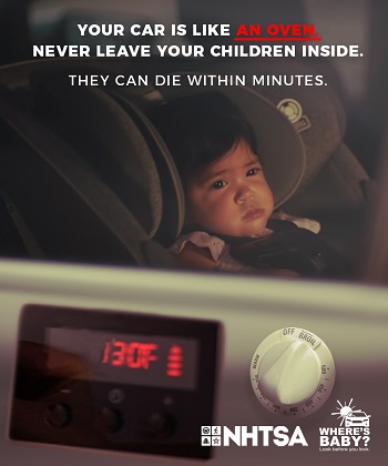 Child alone in vehicle with thermometer reading 130