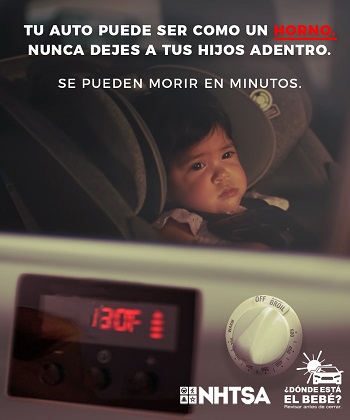 Child alone in vehicle with thermometer reading 130