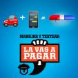 Car, phone, police lights, U Drive, U Text, U Pay logo