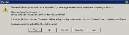 EWR SFTP Servers Changes Host Key dialog box warning