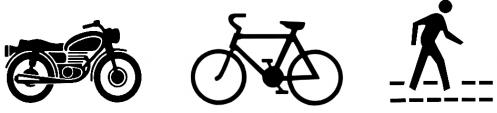 Motorcycle, bicycle, pedestrian icons