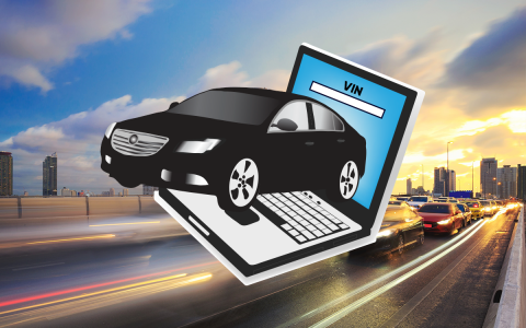 Roadway, car and computer with VIN lookup tool Roadway, car and computer with VIN lookup tool
